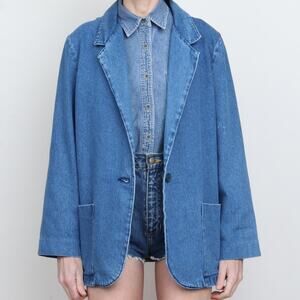 Vintage 90s Oversize Denim Blazer Jacket M